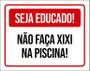 Imagem de Placa Vermelha Seja Educado Não Faça Xixi Na Piscina 36X46