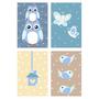 Imagem de Placas Decorativas Coruja Baby Azul MDF 30x40cm Kit 4un