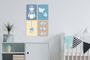 Imagem de Placas Decorativas Coruja Baby Azul MDF 30x40cm Kit 4un