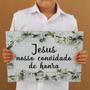 Imagem de Plaquinha De Casamento Noiva Flores brancas Jesus Nosso convidado de honra