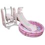 Imagem de Playground Infantil 4 em 1 Escorregador Balanço Cesta Basquete Piscina Bolinha Importway Rosa