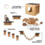 Imagem de Playground Para Gato De Parede Nicho Prateleira Rede E Degrau Kit Com 9 Peças