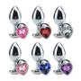 Imagem de Plug Anal em Metal Grande Base Coração e Cristal Colorido - Pink