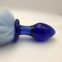 Imagem de Plug Anal Rabo de Raposa Azul Com Plug de Vidro 10 x 3,8 Cm