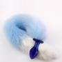 Imagem de Plug Anal Rabo de Raposa Azul Com Plug de Vidro 10 x 3,8 Cm