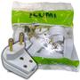 Imagem de Plug Macho Tomada Gigante com 2 Pinos 10a com Prensa Cabo para Extensão Branco Kit 10 Unidades