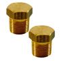 Imagem de Plugue Bujão Aço Rosca Macho 1/4 Npt  Kit Com 2 Unidades