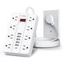 Imagem de Plugue plano Power Strip HUNIAN com protetor contra sobretensão, 8 tomadas, 6 USB