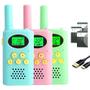 Imagem de POKPOW Walkie Talkies recarregável para crianças 22 canais 2 maneira brinquedo de rádio com 31200mAh bateria de lítio retroiluminada lanterna LCD 3 KM De longo alcance para meninas de aniversário