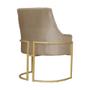 Imagem de Poltona Vick Base Metálica Dourada Suede Cappuccino - Belliv Decor