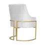 Imagem de Poltona Vick Suede Branco Base Metálica Dourada - Vallisa Decor