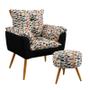 Imagem de Poltrona Beta com Puff Solar Suede Estampado Laranja com Preto Aradecor