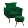 Imagem de Poltrona Beta com Puff Solar Suede Verde Aradecor
