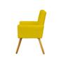 Imagem de Poltrona Cadeira Decorativa c/ Costas Vazadas Camila Pés Palito Suede Amarelo - Dl Decor