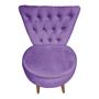 Imagem de Poltrona Cadeira Decorativa Capitonê Elegância Veludo Roxo Pés Palito Castanho - Pallazio