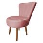 Imagem de Poltrona Cadeira Decorativa Costurada Elegância Veludo Rosê Pés Palito Castanho - Pallazio