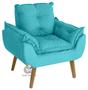 Imagem de Poltrona/Cadeira Decorativa E Puff Glamour Azul Turquesa Com Pés Quadrado