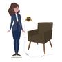 Imagem de Poltrona Cadeira Decorativa Estofada Para Salão de Beleza Onix Corano Marrom - LM DECOR