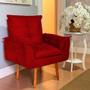 Imagem de Poltrona Cadeira Decorativa Gran Opala Suede Vermelho Confortável Pés Imbuia Sala Quarto