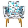 Imagem de Poltrona Cadeira Decorativa Nina Encosto Alto Rodapé Triangulo Azul - 2M Decor
