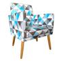 Imagem de Poltrona Cadeira Decorativa Nina Encosto Alto Rodapé Triangulo Azul