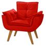 Imagem de Poltrona Cadeira Decorativa Opala Suede Vermelho Confortável Pés Imbuia para Sala
