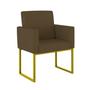 Imagem de Poltrona Cadeira Decorativa Recepção Base de Ferro Dourado