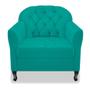 Imagem de Poltrona Cadeira Sofá Julia com Botonê para Sala de Estar Recepção Escritório Quarto Suede Azul Turquesa - AM Decor