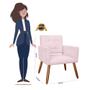 Imagem de Poltrona Camila Pés Palito Suede Rosa Bebê - Belliv Decor