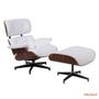 Imagem de Poltrona Charles Eames material sintético PU com Puff Base Alumínio