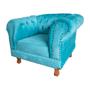 Imagem de Poltrona Chesterfield Duque Suede Azul Turquesa Para Sala, Tv, Estar, Recepção , decoração