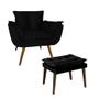 Imagem de Poltrona Com Puff Opala Estofada Sala de Estar Suede Preto - LM DECOR