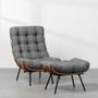 Imagem de Poltrona Costela Slim Alta com Puff - Trellis Grafite