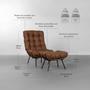Imagem de Poltrona Costela Slim Alta com Puff - Trellis Grafite