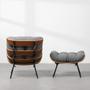 Imagem de Poltrona Costela Slim com Puff - Trellis Grafite