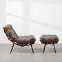 Imagem de Poltrona Costela Slim com Puff - Trellis Grafite
