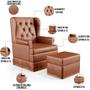 Imagem de Poltrona De Amamentação Com Balanço e Puff Helena P02 Capitonê Material Sintético Camel - Lyam Decor