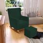 Imagem de Poltrona de Amamentação com Balanço e Puff Mavie L02 Suede Verde Musgo - Lyam Decor