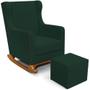 Imagem de Poltrona de Amamentação com Balanço e Puff Mavie L02 Suede Verde Musgo - Lyam Decor