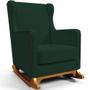 Imagem de Poltrona de Amamentação com Balanço e Puff Mavie L02 Suede Verde Musgo - Lyam Decor