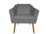Imagem de Poltrona Decorativa Agatha Suede Cinza Pés Madeira Ms Decor