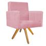 Imagem de Poltrona Decorativa Arenzza Base Giratória de Madeira Sala de Estar Quarto Suede Rosa Bebê - DAMAFFÊ MÓVEIS