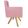 Imagem de Poltrona Decorativa Arenzza Base Giratória de Madeira Sala de Estar Quarto Suede Rosa Bebê - DAMAFFÊ MÓVEIS
