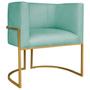 Imagem de Poltrona Decorativa Base de Ferro Suede Munique Azul Tiffany/Dourado