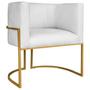 Imagem de Poltrona Decorativa Base de Ferro Suede Munique Branco/Dourado