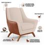 Imagem de Poltrona Decorativa Base Em Madeira Juliet D02 Sintético Camel B-14 Linho Bege C-107 - Lyam Decor