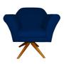 Imagem de Poltrona Decorativa Base Giratoria Madeira Marcela Suede Azul Marinho - LM DECOR