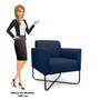 Imagem de Poltrona Decorativa Base Industrial X Preta Maressa S01 Suede Azul Marinho