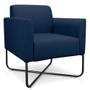 Imagem de Poltrona Decorativa Base Industrial X Preta Maressa S01 Suede Azul Marinho