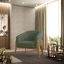 Imagem de Poltrona Decorativa Base Madeira Stella Bouclê Verde Pistache D03 - D'Rossi